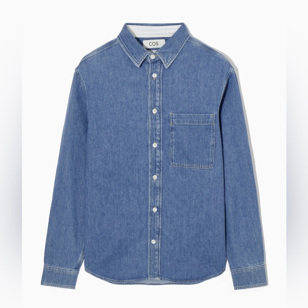 🚫SOLD🚫 COS cotton and linen-blend denim button down shirt